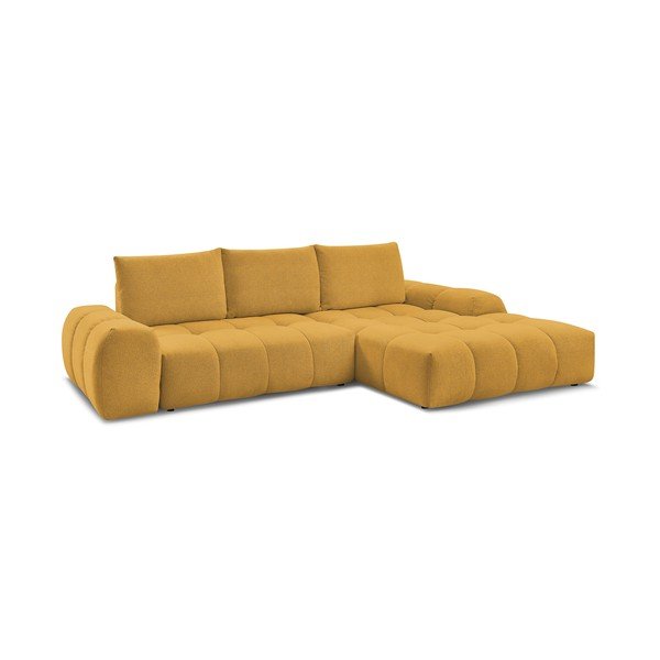 Divano angolare color senape allungabile e con contenitore (penisola a destra/chaise lounge) con rivestimento in ciniglia Everest – Bobochic Paris-image-3