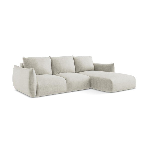 Divano angolare beige allungabile (con penisola a destra/con chaise lounge) Leila – Makamii-image-2