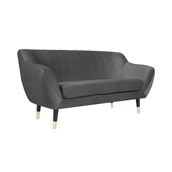 Divano grigio con gambe nere Benito, 158 cm - Mazzini Sofas-image-2
