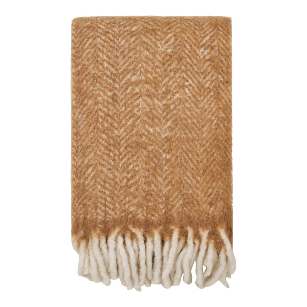 Coperta marrone chiaro in misto lana 130x170 cm Carmel – House Nordic | Coperte