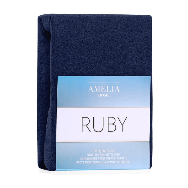 Lenzuolo con angoli blu navy ad alto contenuto di cotone , 80/90 x 200 cm Ruby - AmeliaHome-image-1
