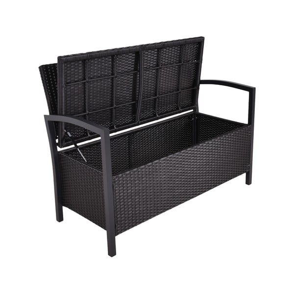 Panchina da giardino in rattan nero Ferrara - Garden Pleasure-image-1