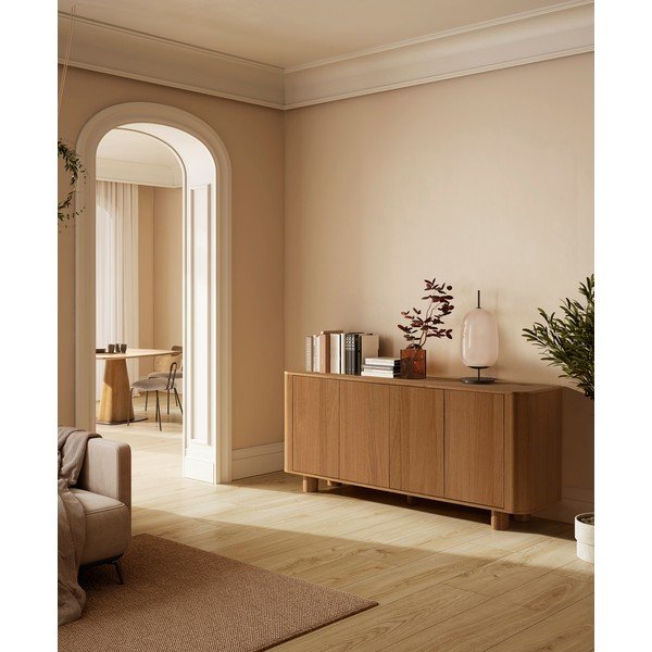 Cassettiera di colore naturale con effetto rovere 180x75x40 cm Padoc – MOME-image-1