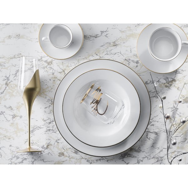 Set di 6 tazzine da caffè in porcellana bianco 100 ml Gold Chic - Villa Altachiara-image-1