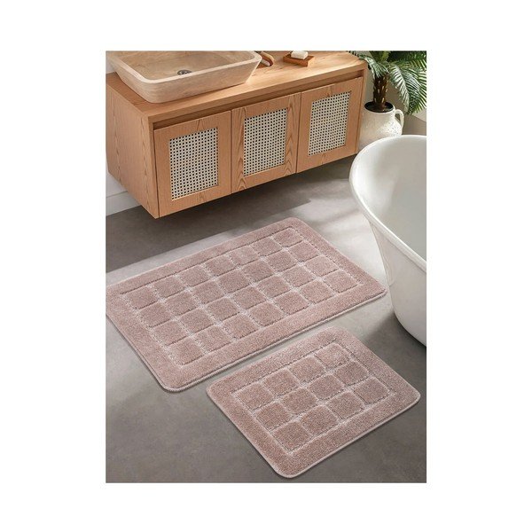 Set di tappetini per il bagno marroni 2 pz 50x80 cm Kareli – Foutastic-image-1