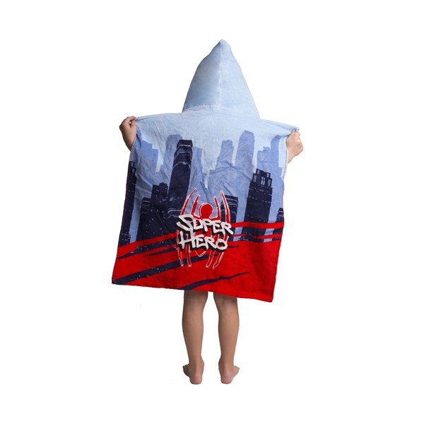 Poncho per bambini in spugna blu e rossa Spider-Man - Jerry Fabrics-image-2