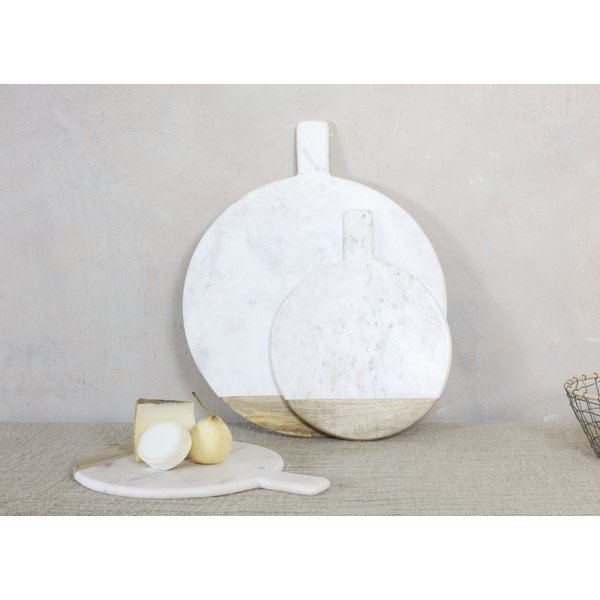 Tagliere in marmo bianco e legno di mango , ø 32 cm Bwari - Nkuku-image-2