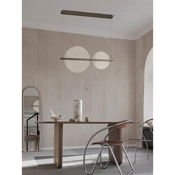 Lampadario LED marrone in alluminio con paralume in vetro acrilico con intensità regolabile Noah – Nova Luce-image-1