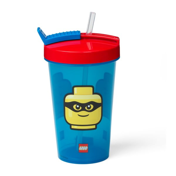 Tazza blu con coperchio rosso e cannuccia , 500 ml Iconic - LEGO®
