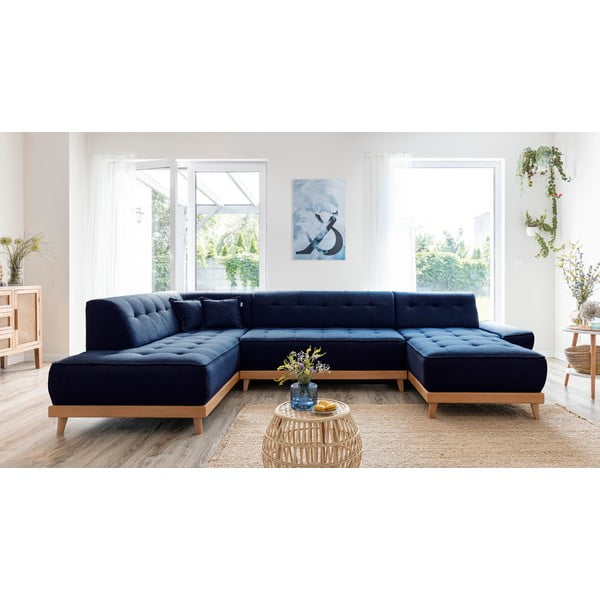 Divano letto a U blu navy, angolo sinistro Dazzling Daisy - Miuform-image-1