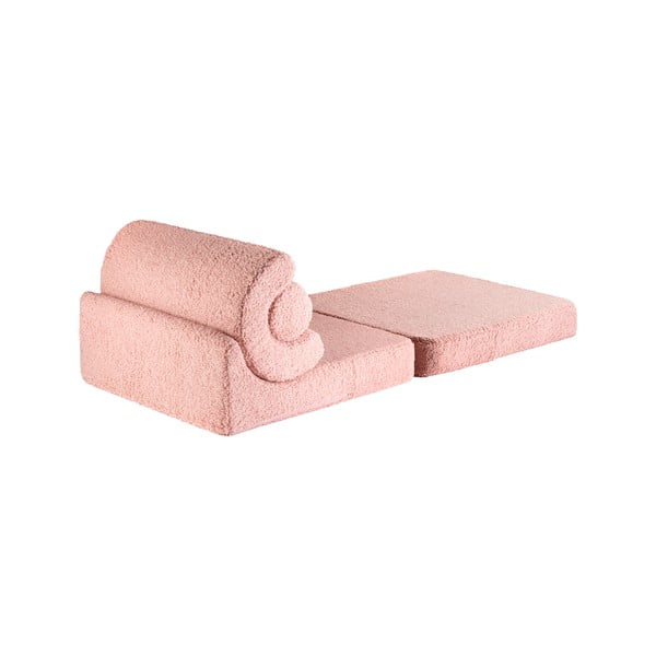 Poltrona per bambini rosa con rivestimento in bouclé Flipster – Wigiwama-image-2