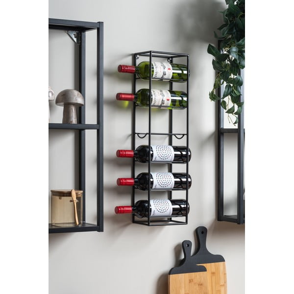 Portabottiglie in metallo nero da parete numero di bottiglie 6 Single - PT LIVING-image-1