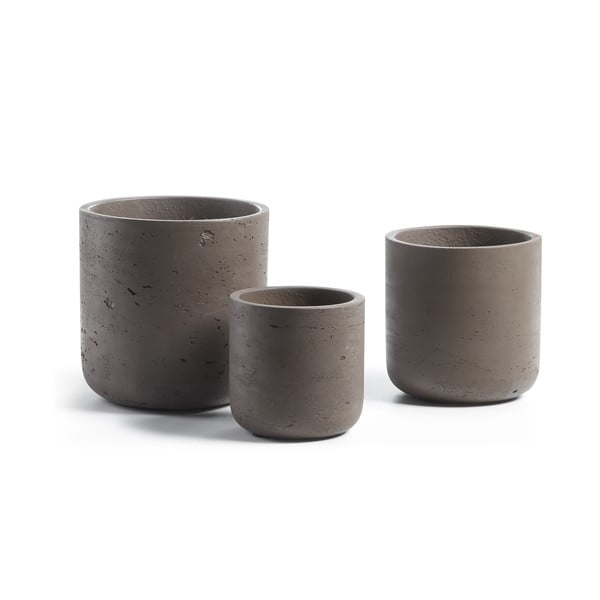 Set di 3 vasi in cemento marrone scuro Lux - La Forma