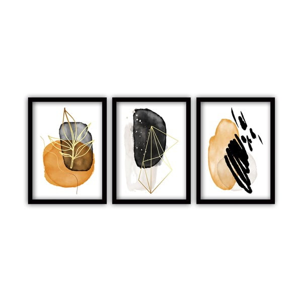 Set di 3 dipinti in cornice nera Elegante, 35 x 45 cm - Vavien Artwork
