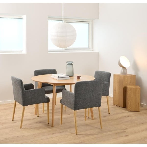 Sedia da pranzo grigia in imbottito con braccioli Zoe – Actona-image-1