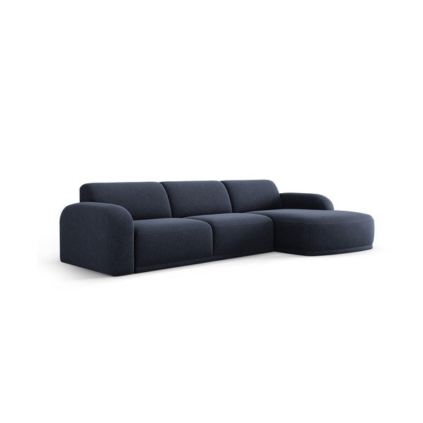 Divano con penisola in velluto blu scuro Erin - Micadoni Home-image-2