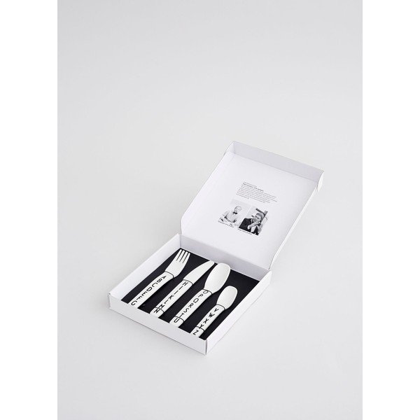 Set di 4 pezzi di posate bianche per bambini - Design Letters-image-1