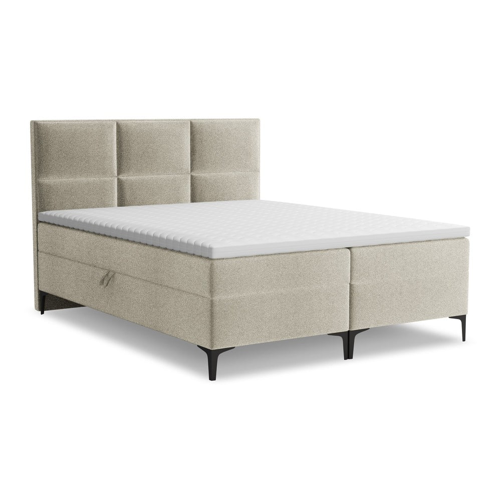 Letto boxspring grigio tortora con contenitore 140x200 cm Pakalana – Makamii | Letti boxspring