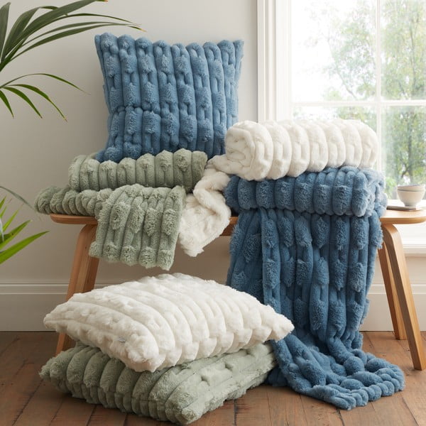 Cuscino decorativo in micropile 50x50 cm Carved Fur – Bianca-image-4