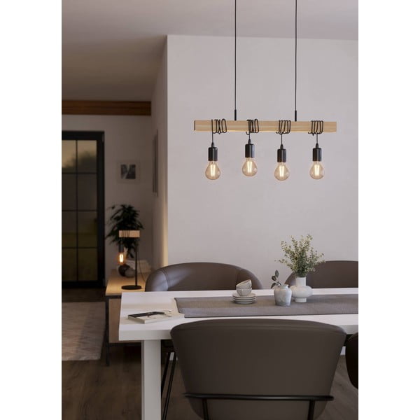 Lampadario nero/di colore naturale TOWNSHEND – EGLO-image-1