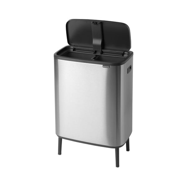 Bidone in acciaio touch per raccolta differenziata in argento opaco 60 l Bo Touch Bin Hi - Brabantia