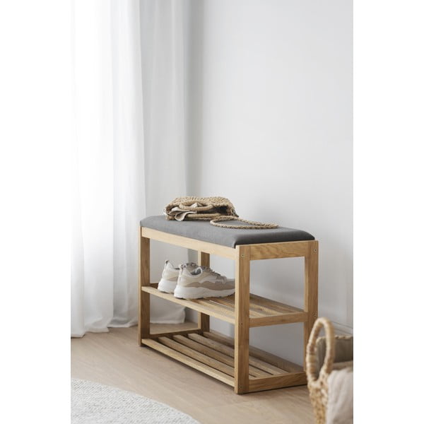 Scarpiera in legno di quercia colore naturale con panca Confetti - Rowico-image-4