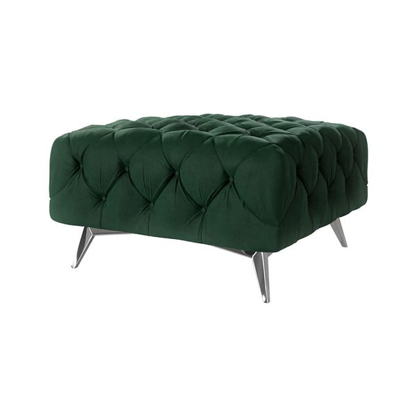 Poggiapiedi verde scuro con rivestimento in velluto Chelsea – Ropez-image-1