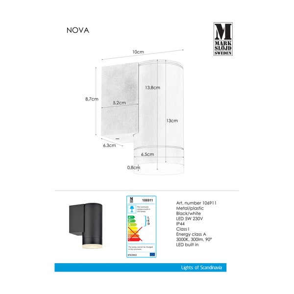 Lampada da parete nera Nova - Markslöjd-image-1