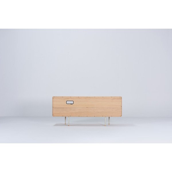 Mobile TV bianco-colore naturale in rovere 150x64 cm Fina - Gazzda-image-4