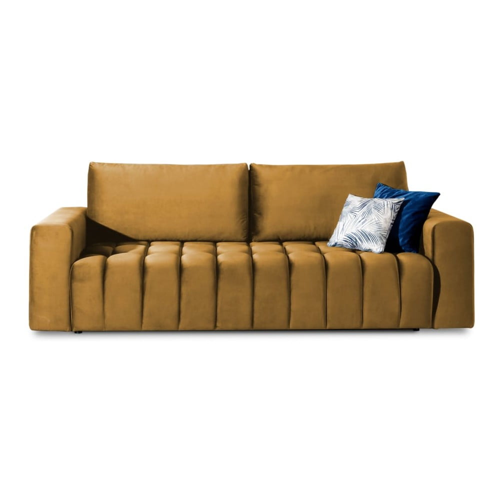 Divano giallo allungabile/con contenitore e rivestimento in velluto 247 cm Lazaro – ELTAP | Divani