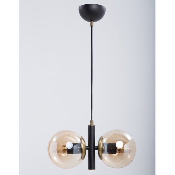 Lampadario in giallo ocra/nero con paralume in vetro Monera – Squid Lighting