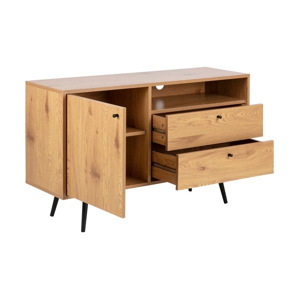 Mobile TV nero-color legno naturale effetto rovere 124x75 cm Wilma - Actona-image-3