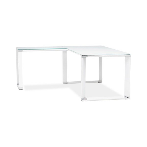 Scrivania angolare bianca con piano in vetro Warner - Kokoon-image-1