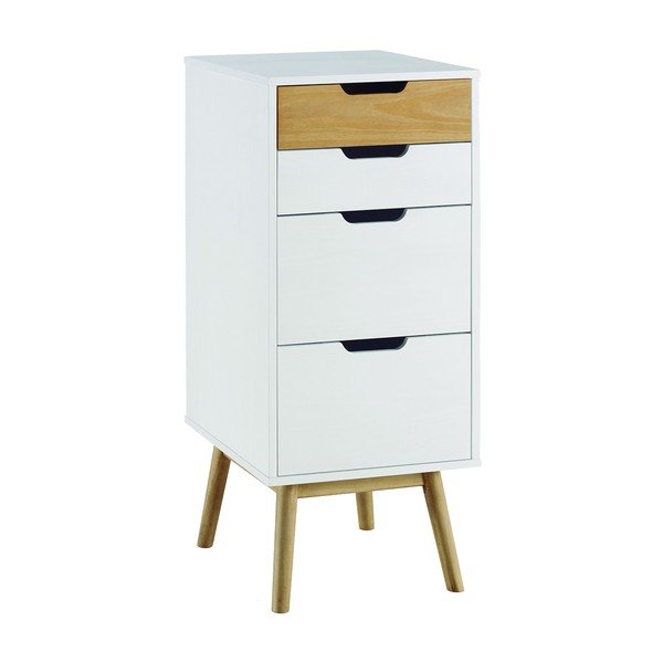 Cassettiera marrone e bianca in legno di pino massiccio, larghezza 40 cm Baku - Marckeric