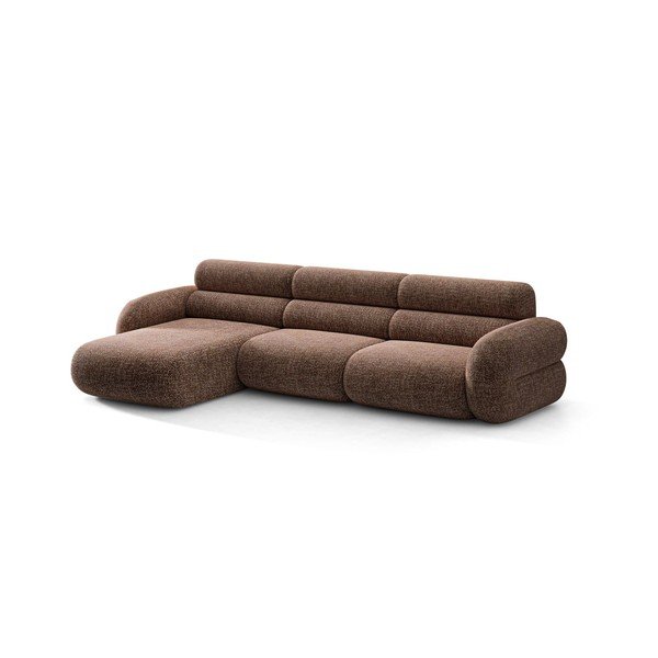 Divano angolare marrone (con penisola a sinistra/con chaise lounge) con rivestimento in ciniglia Neo – Micadoni 