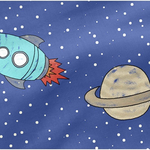 Lenzuolo blu in cotone elastico, 90 x 200 cm Space Rocket - Mr. Fox-image-1