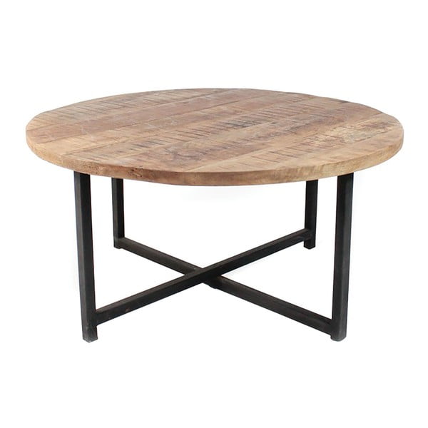 Tavolino nero con piano in legno di mango , ⌀ 60 cm Dex - LABEL51