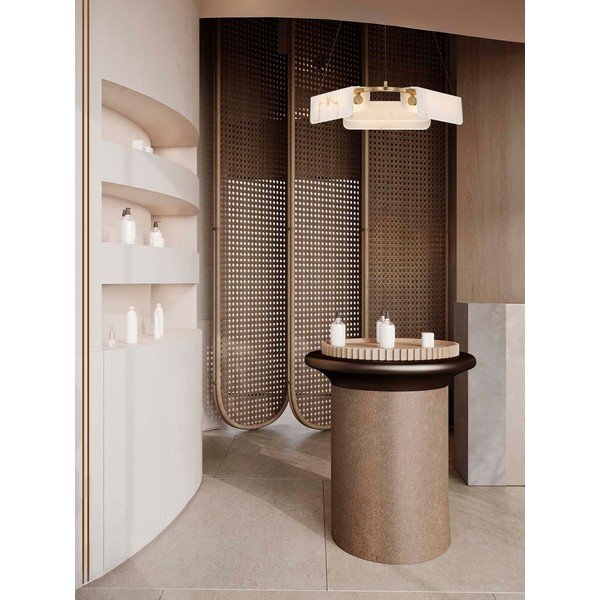 Lampadario LED color crema/color ottone con effetto marmo con intensità regolabile ø 63 cm Aider – Nova Luce-image-1