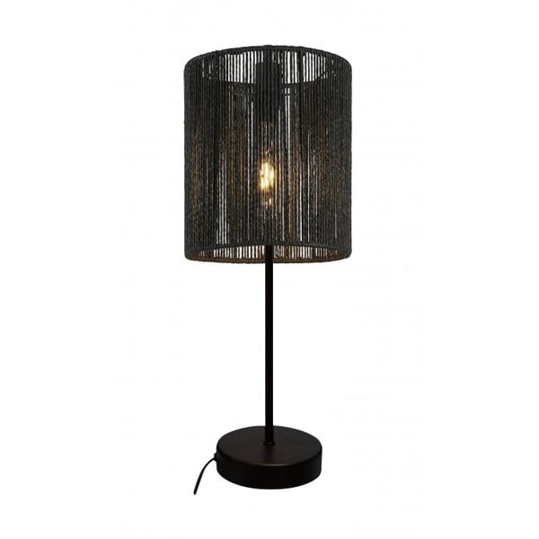 Lampada da tavolo nera con paralume in canna (altezza 48 cm) Foresto - GTV