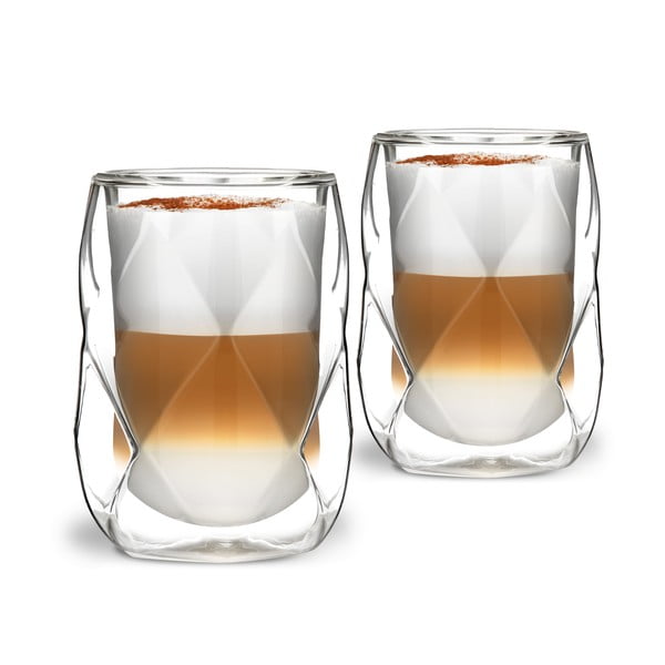 Set di 2 bicchieri da latte a doppia parete, 350 ml Geo - Vialli Design