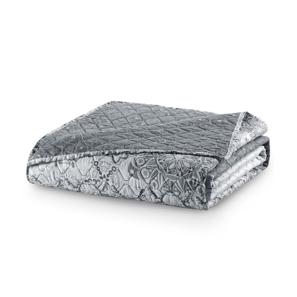 Copriletto bifacciale in microfibra bianco e grigio, 260 x 280 cm Alhambra - DecoKing-image-2