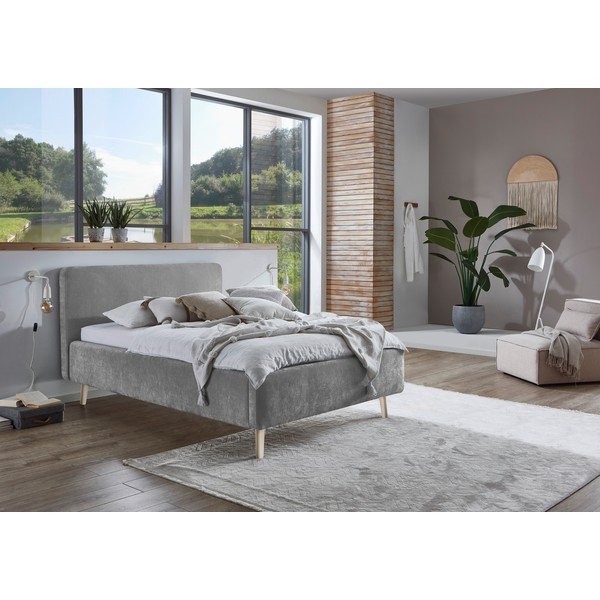 Letto matrimoniale imbottito grigio con rete inclusa 120x200 cm Mattis – Meise Möbel-image-2