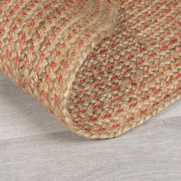 Tappeto rotondo color salmone/di colore naturale in iuta reversibile ø 133 cm Capri – Flair Rugs-image-3