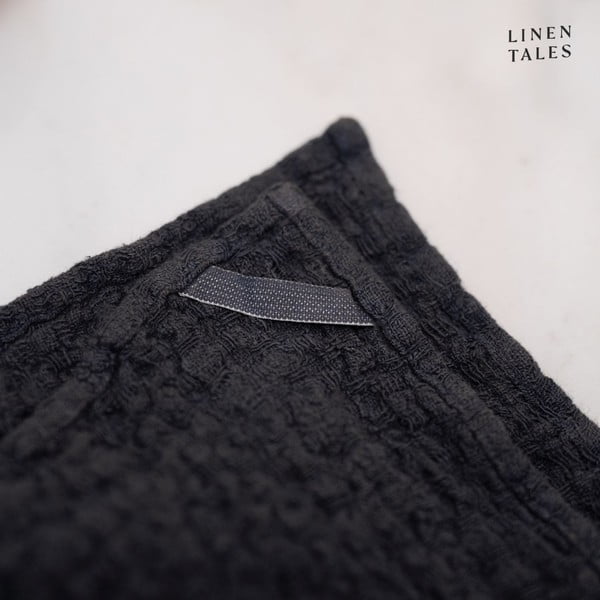 Asciugamani di lino in set da 2 26x26 cm Dark Grey - Linen Tales-image-4
