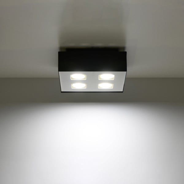 Lampada da soffitto nera con paralume in metallo 24x24 cm Hydra - Sollux-image-1