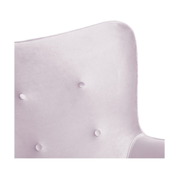 Poltrona e poggiapiedi color viola lavanda con base in colore naturale Cora Velvet - Vivonita-image-4