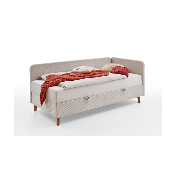 Letto singolo imbottito beige con contenitore con materasso incluso 90x200 cm Cabana – Meise Möbel-image-4