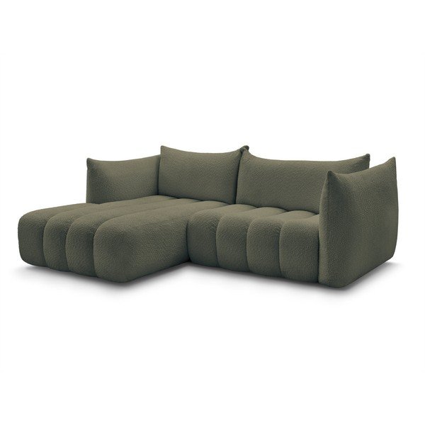 Divano angolare verde (con penisola a sinistra/con chaise lounge) con rivestimento in bouclé Azra – Bobochic Paris-image-3