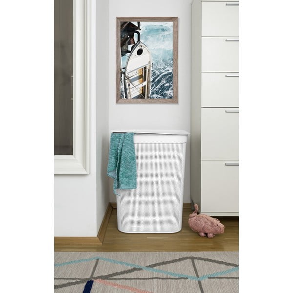 Cesto per biancheria in plastica bianca 50 l Brisen - Rotho-image-1