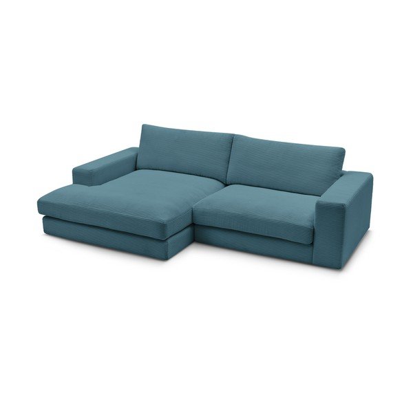 Divano angolare blu (penisola a sinistra/chaise lounge) con rivestimento in velluto a coste Leonard – Bobochic Paris-image-4